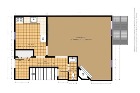 Floor plan for 2 beds, 2.5 baths, 1226 sqft
